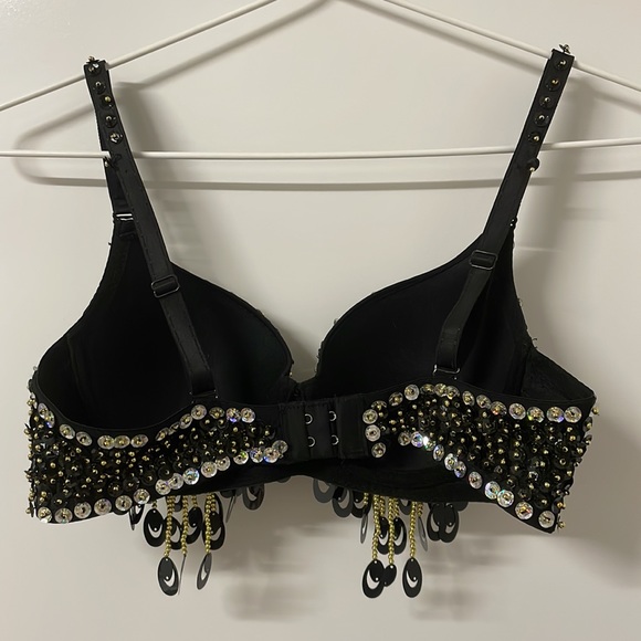 Gold Sequin Sparkly Black Bra - Picture 4 of 5